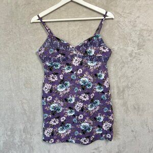 Live To Be Spoiled Purple Floral Lace Babydoll Top Y2K Fairycore Grunge Junior M